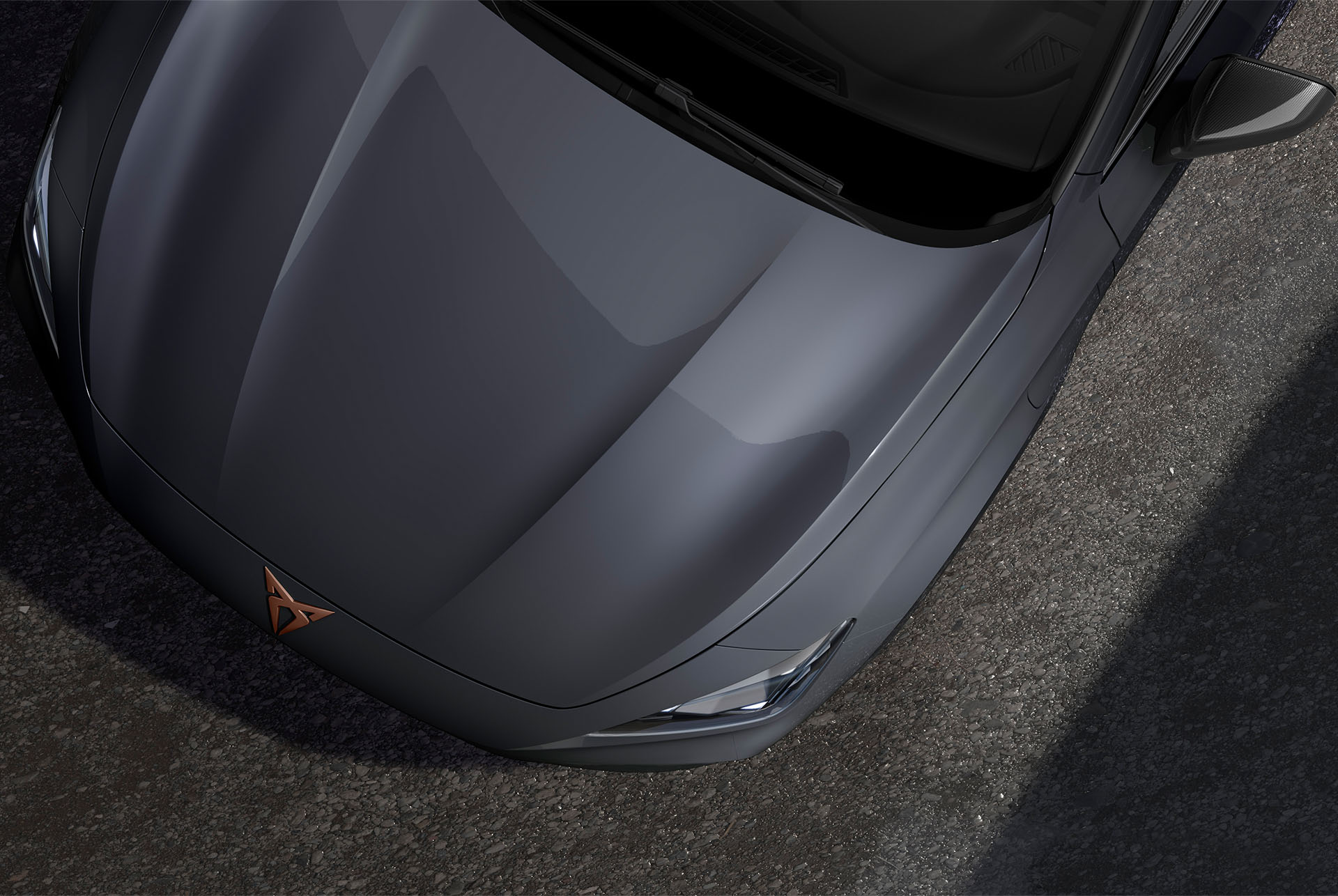 Upper shot of the front nose of the CUPRA Formentor in Graphene Grey.
