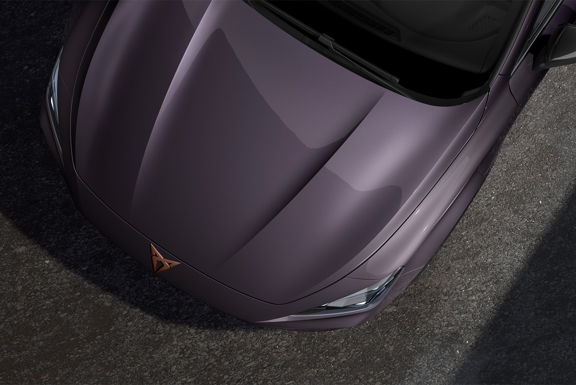 Upper shot of the front nose of the CUPRA Formentor in Dark Void.