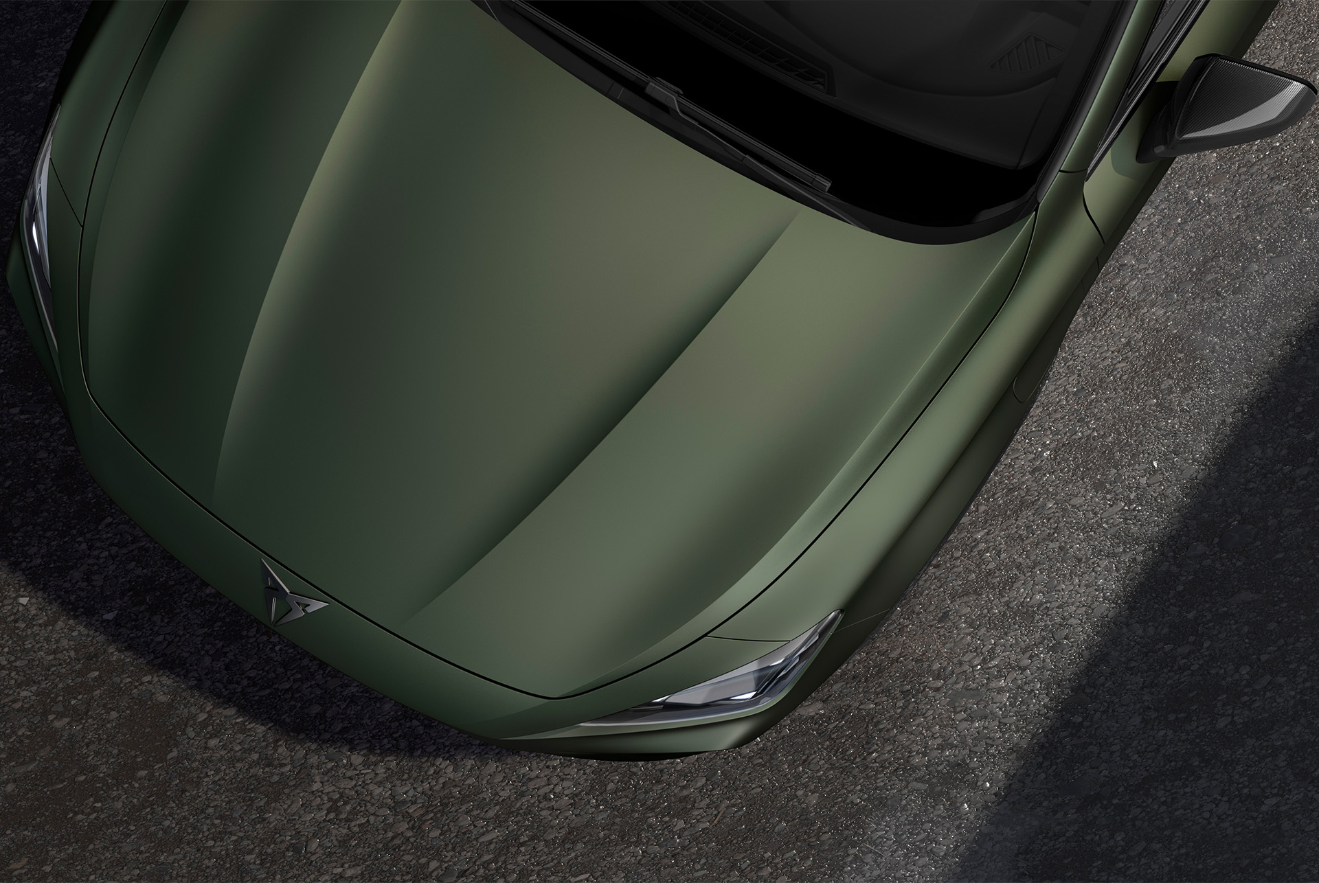 Upper shot of the front nose of the CUPRA Formentor in Manganese Matt.