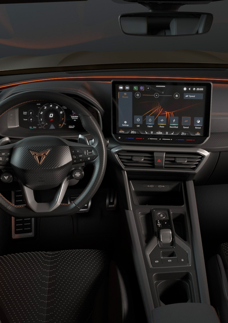 New CUPRA Formentor 2025 Edge equipment upgrade technology, ambient lighting and infotainment system. Keyless advanced, anti-theft system and a rear view camera.