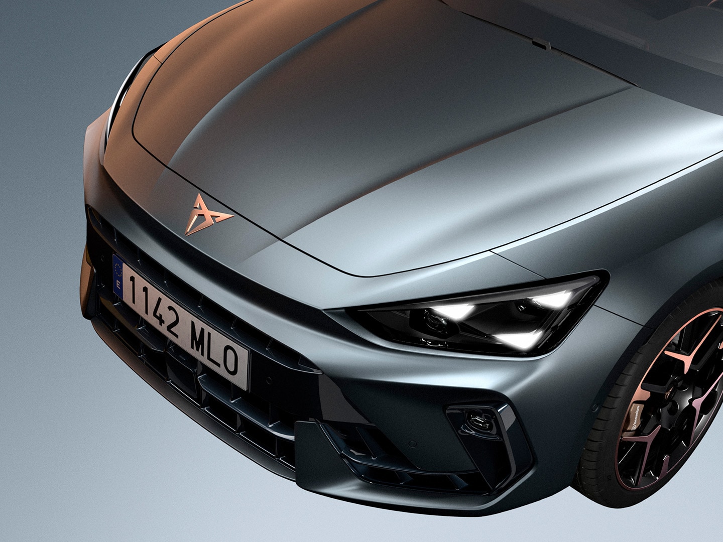 Front close-up showcasing some details of the Pure Performance Pack, such as CUPRA Matrix LED Ultra lights.