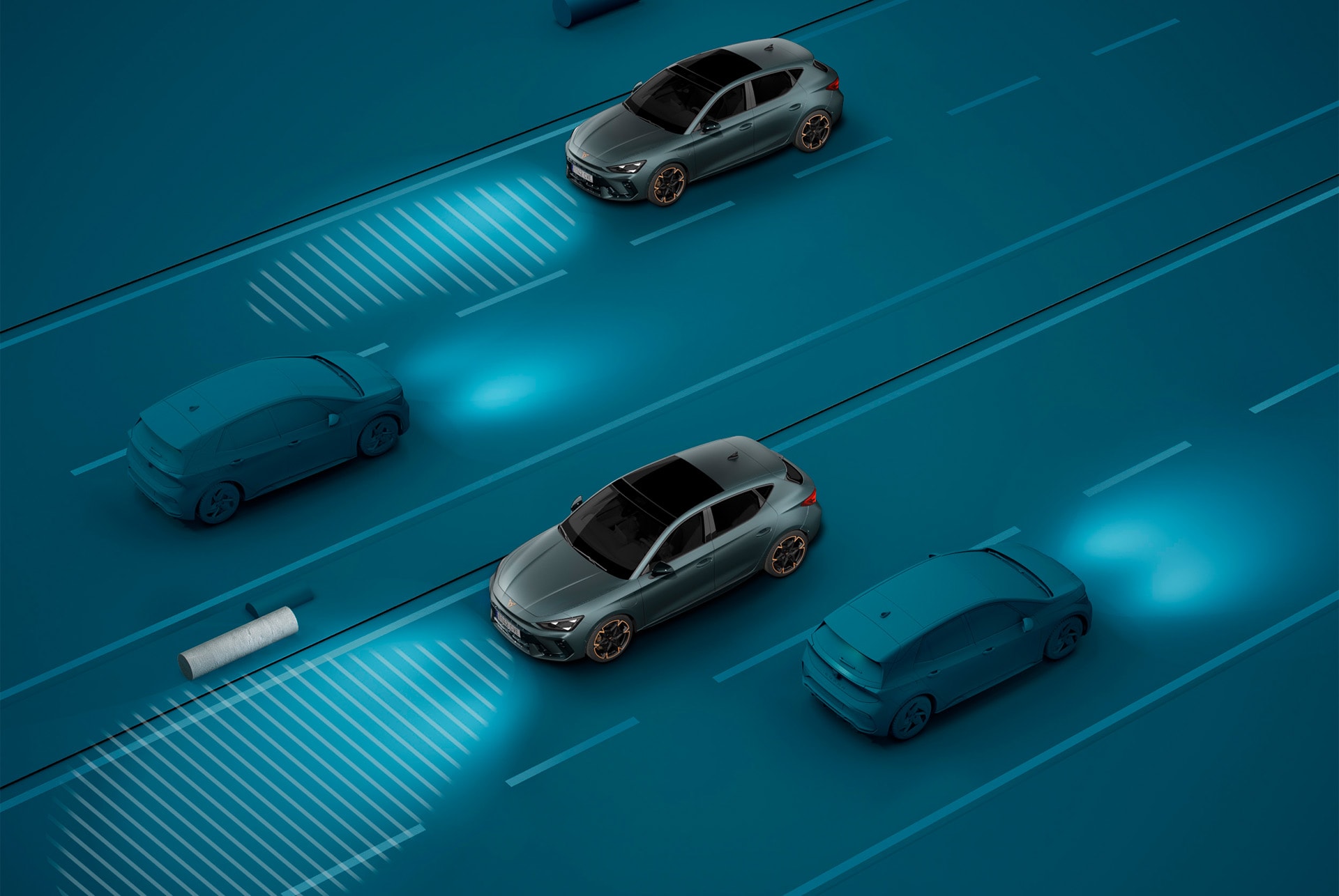 Visual demo of the light assist function included the new CUPRA Leon.