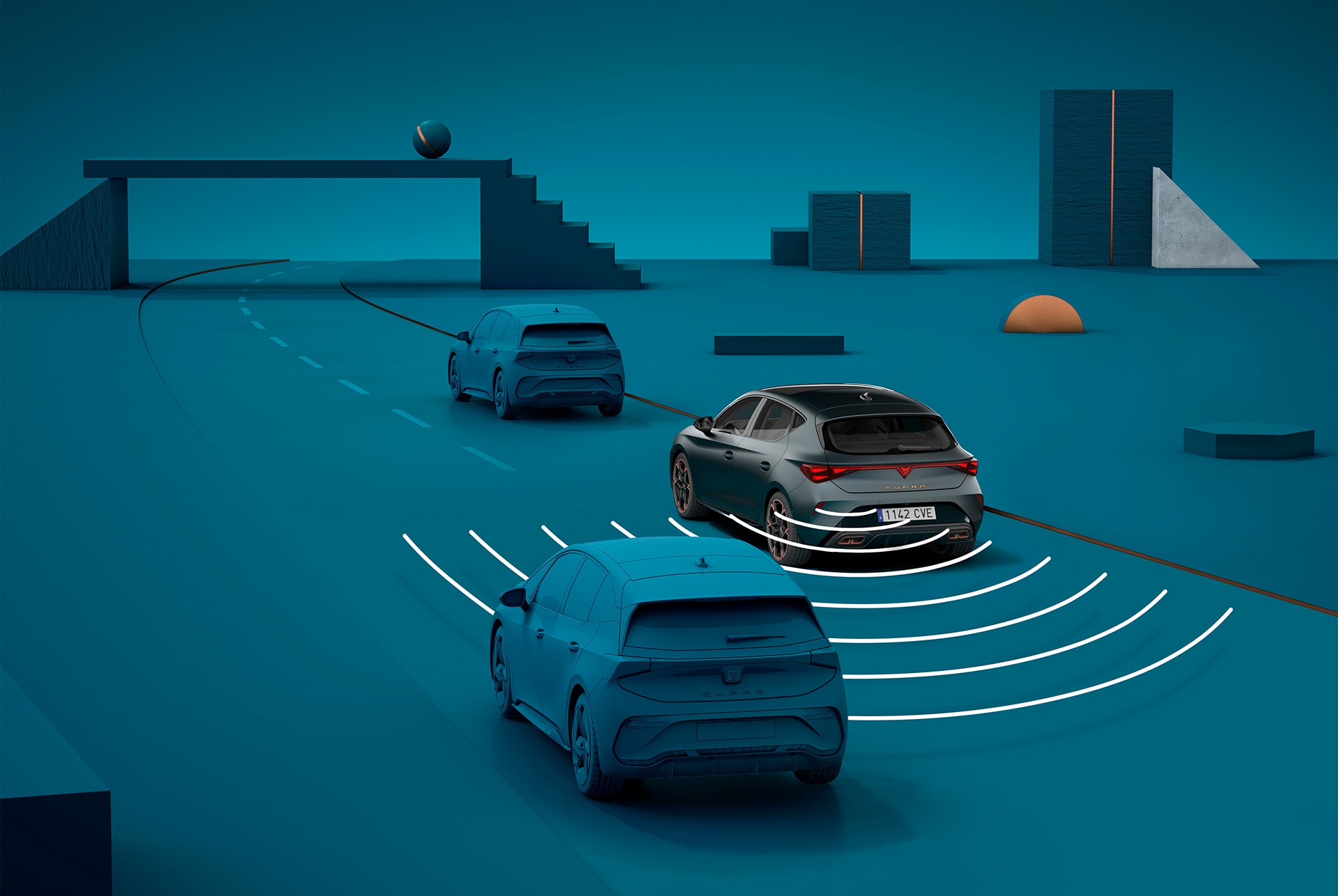 Visual demo of the side assist tech in the CUPRA Leon.