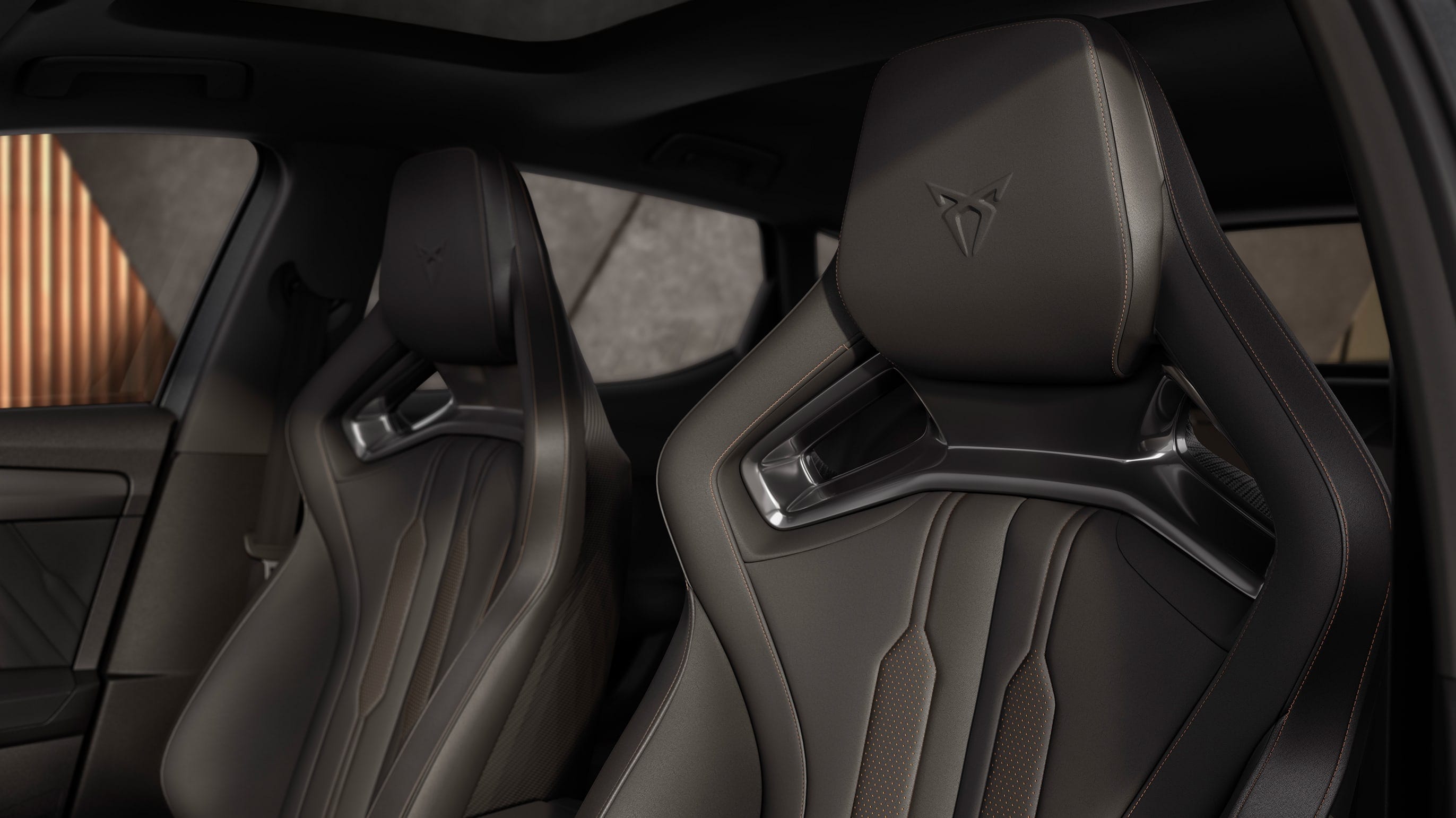 new CUPRA Leon ehybrid compact sports car interior view of CUP Bucket seats