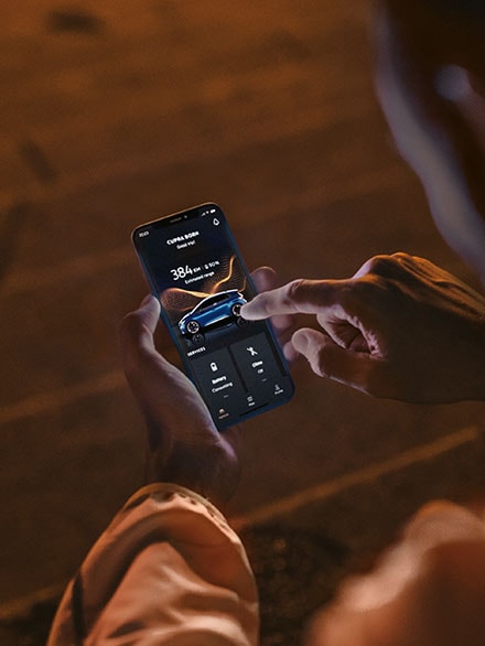 Man using his smartphone connected to CUPRA CONNECT